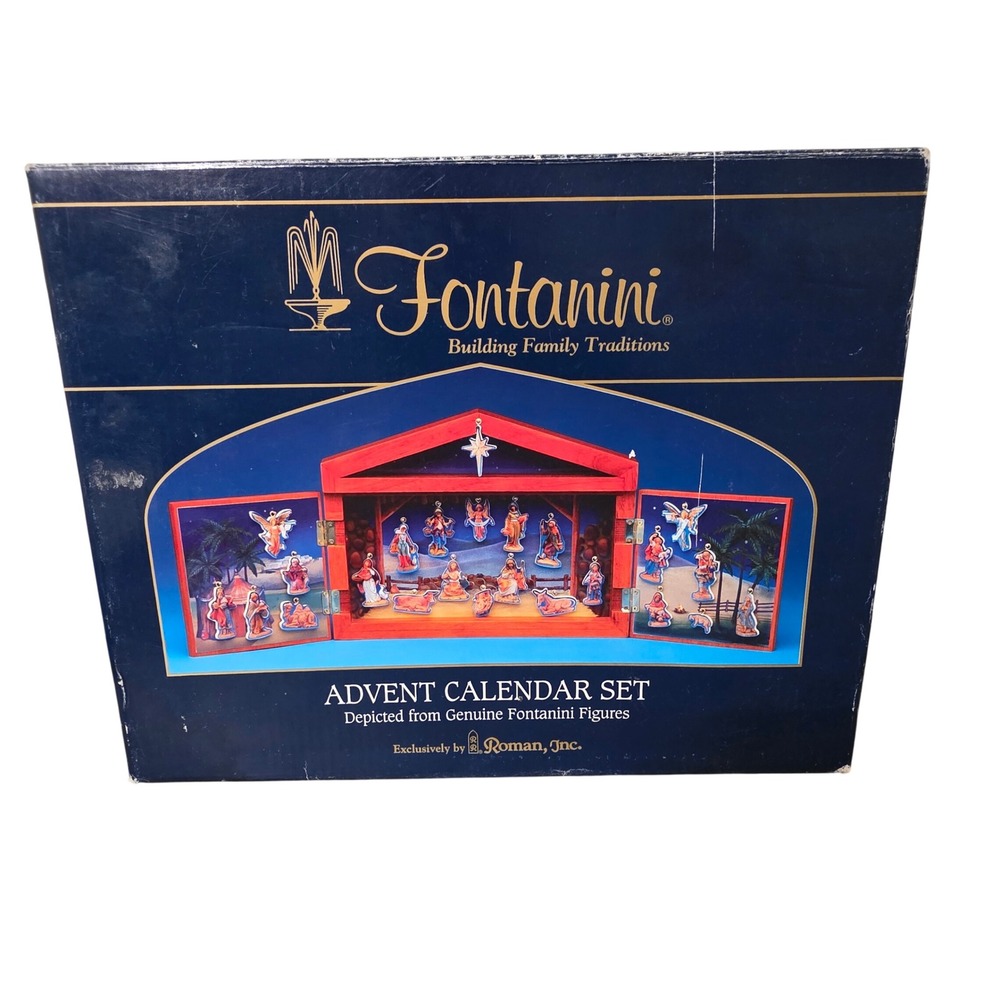 Fontanini Wood Advent Calendar‎ Set Nativity Roman Inc Italian Artistry Triptych